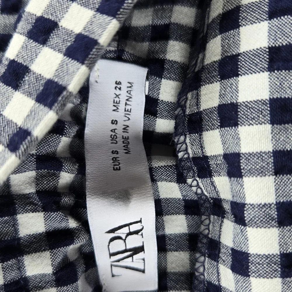 Zara Nautical Gingham Drawstring Mini Skirt - Picture 7 of 7